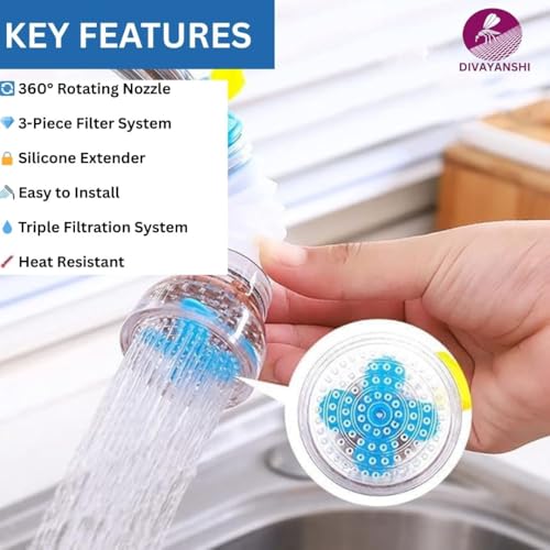 Image of DIVAYANSHI Tap Filter for Kitchen Sink - Tap Shower & Water Tap Nozzle, Multipurpose Tap Filter Nozzle for Kitchen, Bathroom & Handwash, gardening, Durable & Splash-Proof (Pack of 2)