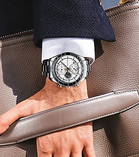Donirudy Mens Wach Waterproof Stainless Steel Band Reliable Quartz Analog Big Face Watch For Men Stainless Steel Band Casual Date Watches Chronograph Fashion Men's Wrist Watches #TOP7