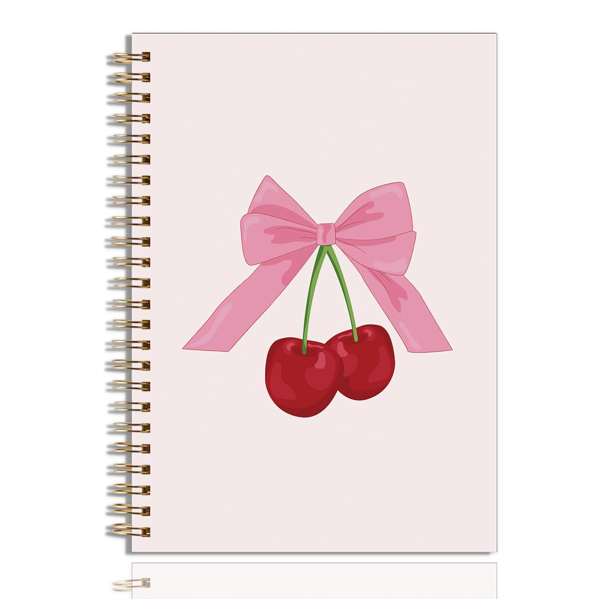 Coquette Pink Cherry Bows, quaderno a spirale a spirale rosa Preppy Girly Estetica Forniture per ufficio Diario di Lettura Diario di Libri Amanti Regali per Donne Ragazze Adolescenti