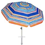 Ammsun 2017 6.5 Ft Outdoor Patio portable Beach Umbrella Sun Shelter with Tilt Fringe Adjustable Height and Carry Bag UPF 50+ multicolor-RED