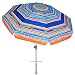 Ammsun 2017 6.5 Ft Outdoor Patio portable Beach Umbrella Sun Shelter with Tilt Fringe Adjustable Height and Carry Bag UPF 50+ multicolor-RED
