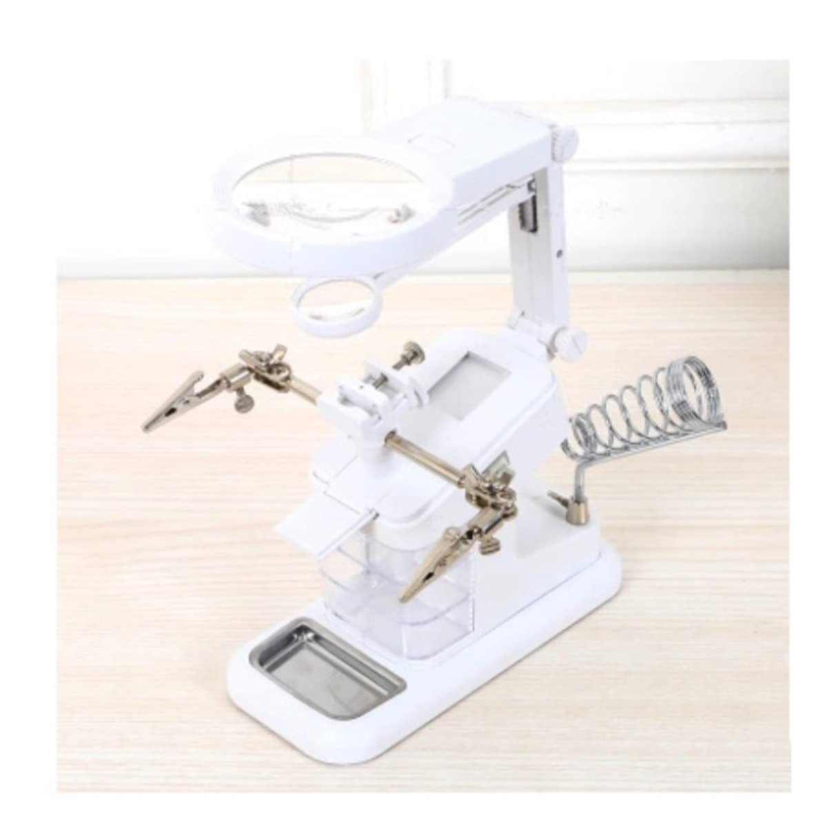 Microscope Soldering Magnifier 3X 4.5X 25X USB Illuminated 10 LED Magnifying Glass Auxiliary Clip Welding Iron Phone Repair(White)