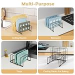 Cutting Board Organizer and Baking Sheet Rack, [2-Pack] Black Heavy Duty Metal Cookie Sheet Organizer for Cutting Board Storage & Plate Holder for Cabinet, Tray Dividers for Cabinets - Image 5