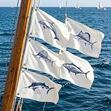 Lumina Garden 5 Pcs Fishing Catch Flag Set Silk 12 x 18 Inch Dolphin/Sailfish/Marlin/Tuna Boat Fisherman's...