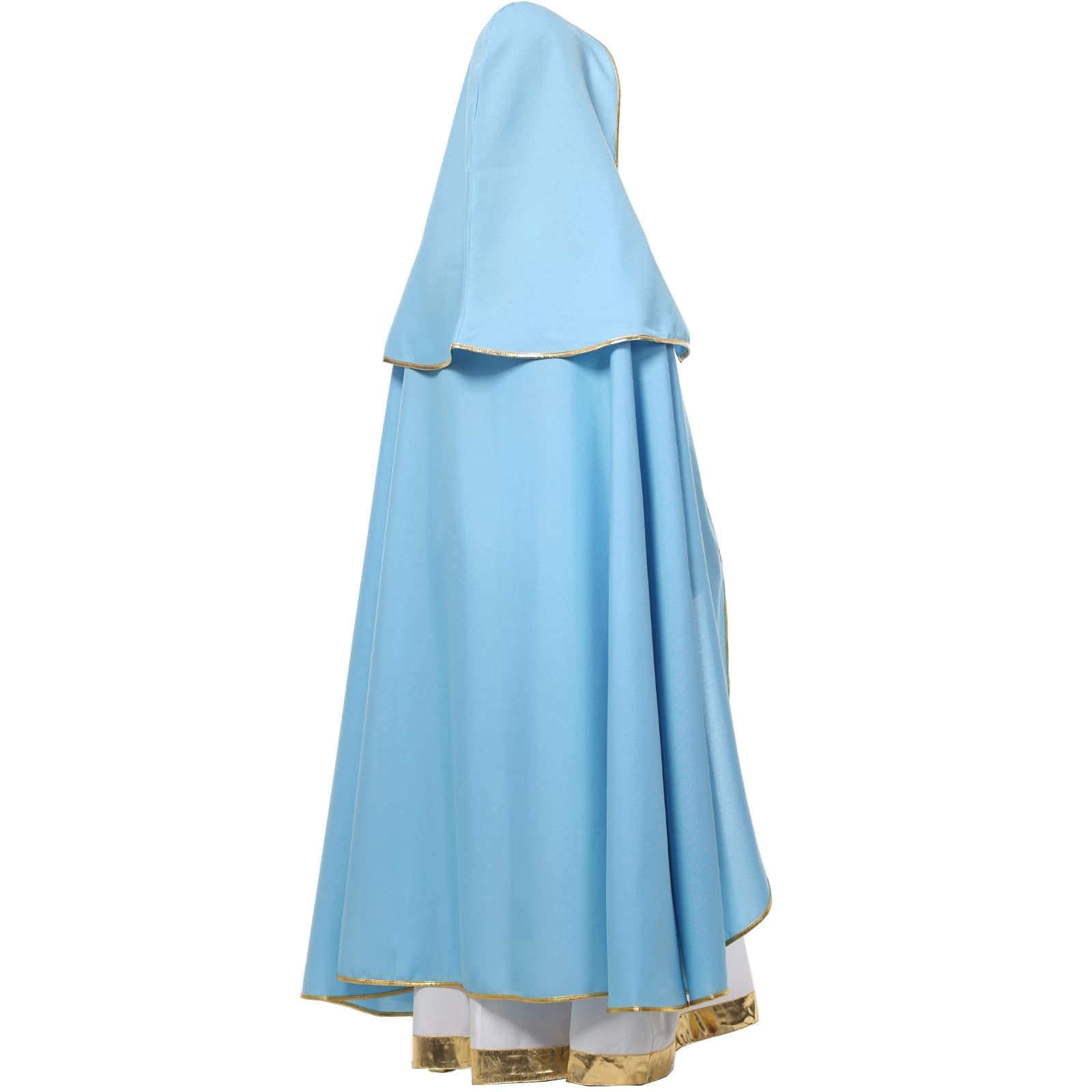 UniqKaliber Halo Virgin Mary Costume for Women Adults Nativity Christmas Costumes Suit Biblical Costume, White & Blue, L-XL - Image 5