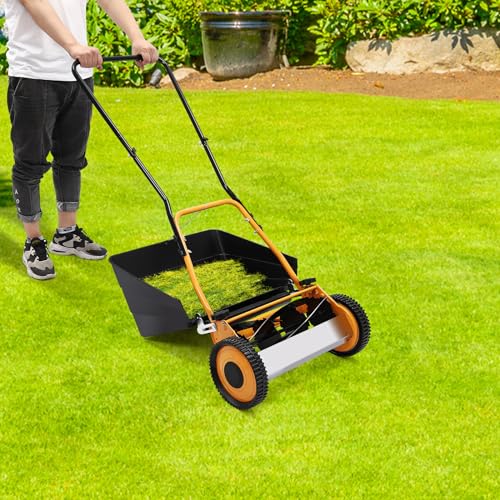 Hand Push Lawnmower 16" Manual Lawn-Mower With 40cm Cutting Width, 12-42mm Adjustable Cutting Height - Walk-Behind Lawn Mower For Small Gardens - Image 7