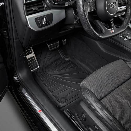 Lot de 4 tapis de voiture en caoutchouc robuste - Avant et arrière - Pour toutes les saisons - Pour voiture, SUV, camion - Noir
