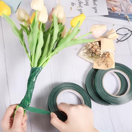 image for Prudiut 3 Roll Green Floral Tape Waterproof Florist Tape, 1/2