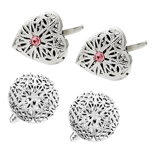 Preisvergleich Produktbild Baoblaze 2 Paar Herren Hochzeit Filigrane Hohle Manschettenknöpfe Bilderrahmen Manschettenknöpfe Familie Freunde Männer Junge Geschenk