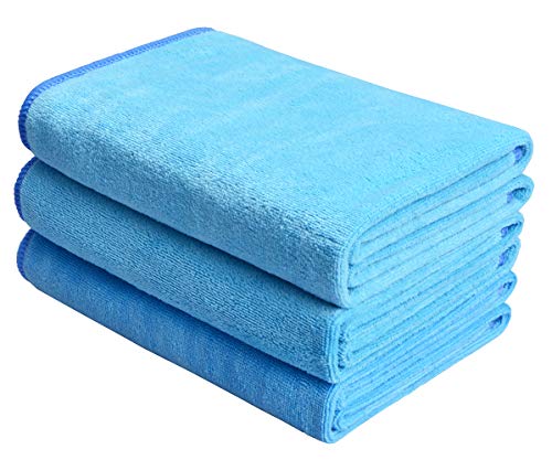 HOPESHINE Microfiber Gym Towels Fast Drying Sports Towel Fitness Workout Sweat Towels for Men & Women 3-Pack (Light Blue, 16inch X 32inch)