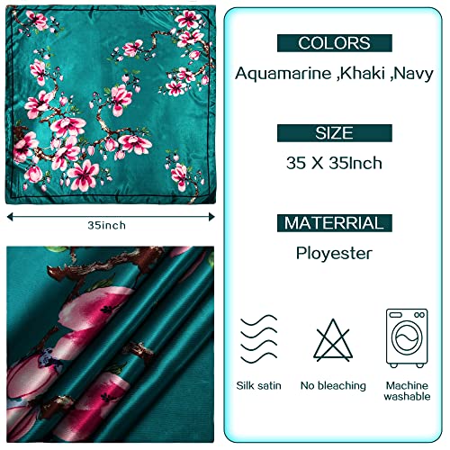 3 Pcs Silk Scarf: Satin, Head, Hair, Neck Scarf & Silk Bandana for Women3