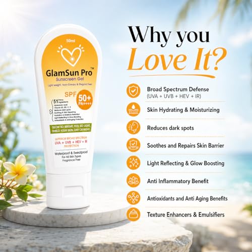Image of Sunscreen Gel SPF 50+ PA++++ with 51 Prime Ingredients, Lightweight with Multi Vitamins, Quick Absorbing, Non Greasy, No White Cast, Broad Spectrum, Acne Safe For Unisex, 50g