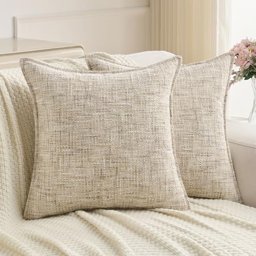 FUTEI Pack of 2 Chenille Tweed Vintage Throw Pillow Covers