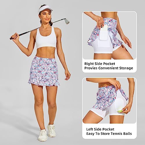 Image of M MOTEEPI Women's Golf Skorts with Pockets High Waisted Tennis Skirt for Women Built-in Shorts 2026 Summer Ruffle Swim Skirt