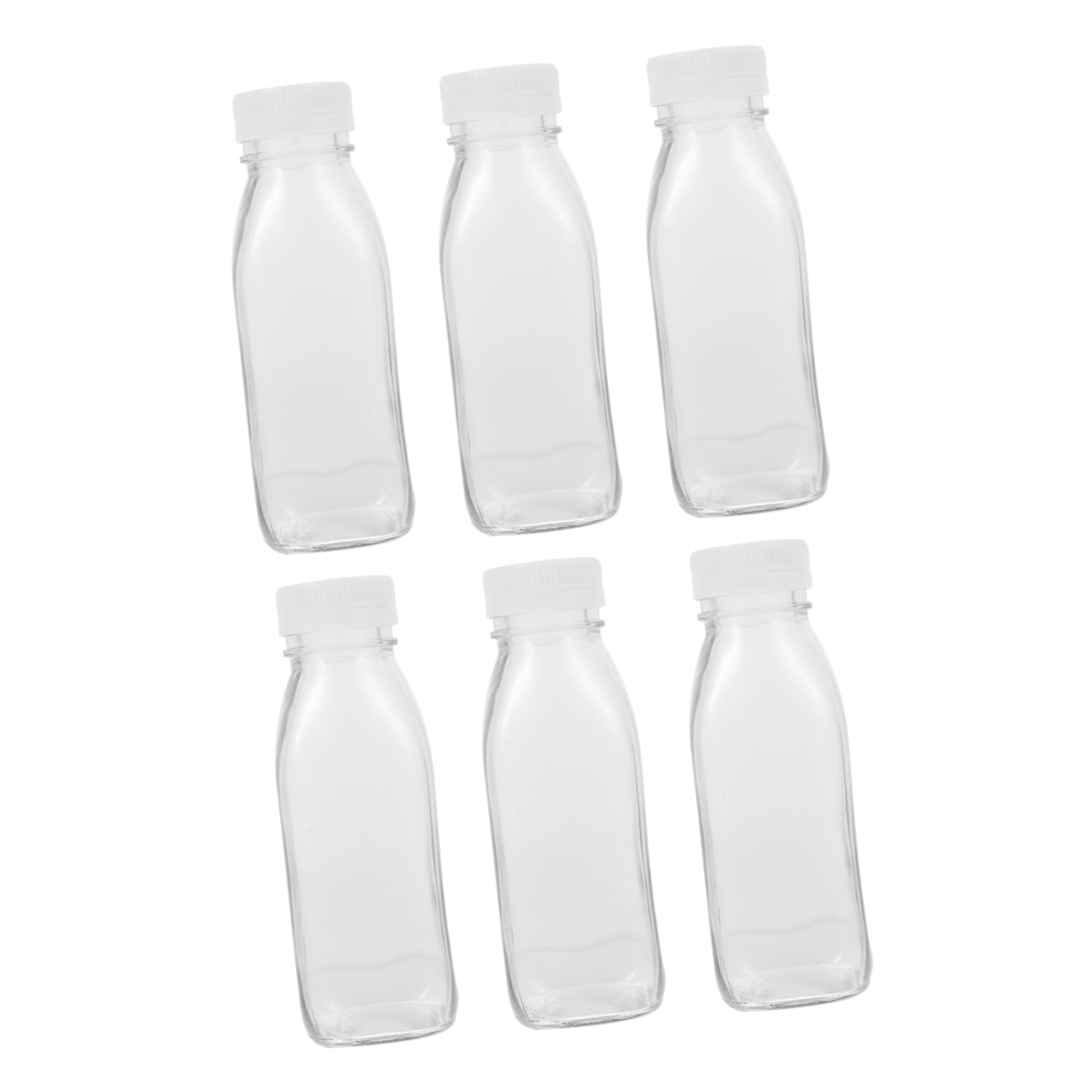 COLLBATH Pack de Seis Botellas de Vidrio Reutilizables para Bebidas y Zumos, Tapa Hermética Antifugas, 300 Ml, Ideales para Escolares y Adultos Color Aleatorio