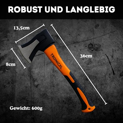 TronicXL Spaltaxt Set für Holz mit Fäll- und Spaltäxten sowie Keilen für Garten und Outdoor – Bild 4