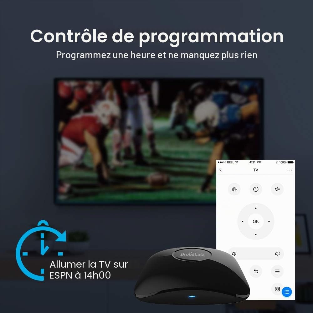 BroadLink RM4 Pro et Ensemble de câbles de capteur, concentrateur Universel de télécommande RF IR avec câble USB de Moniteur d'humidité de la température, Fonctionne avec Alexa, Wi-FI 2.4 GHz