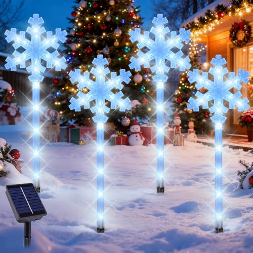 4 Stück Solar Weihnachtsbeleuchtung Außen,Schneeflocke...