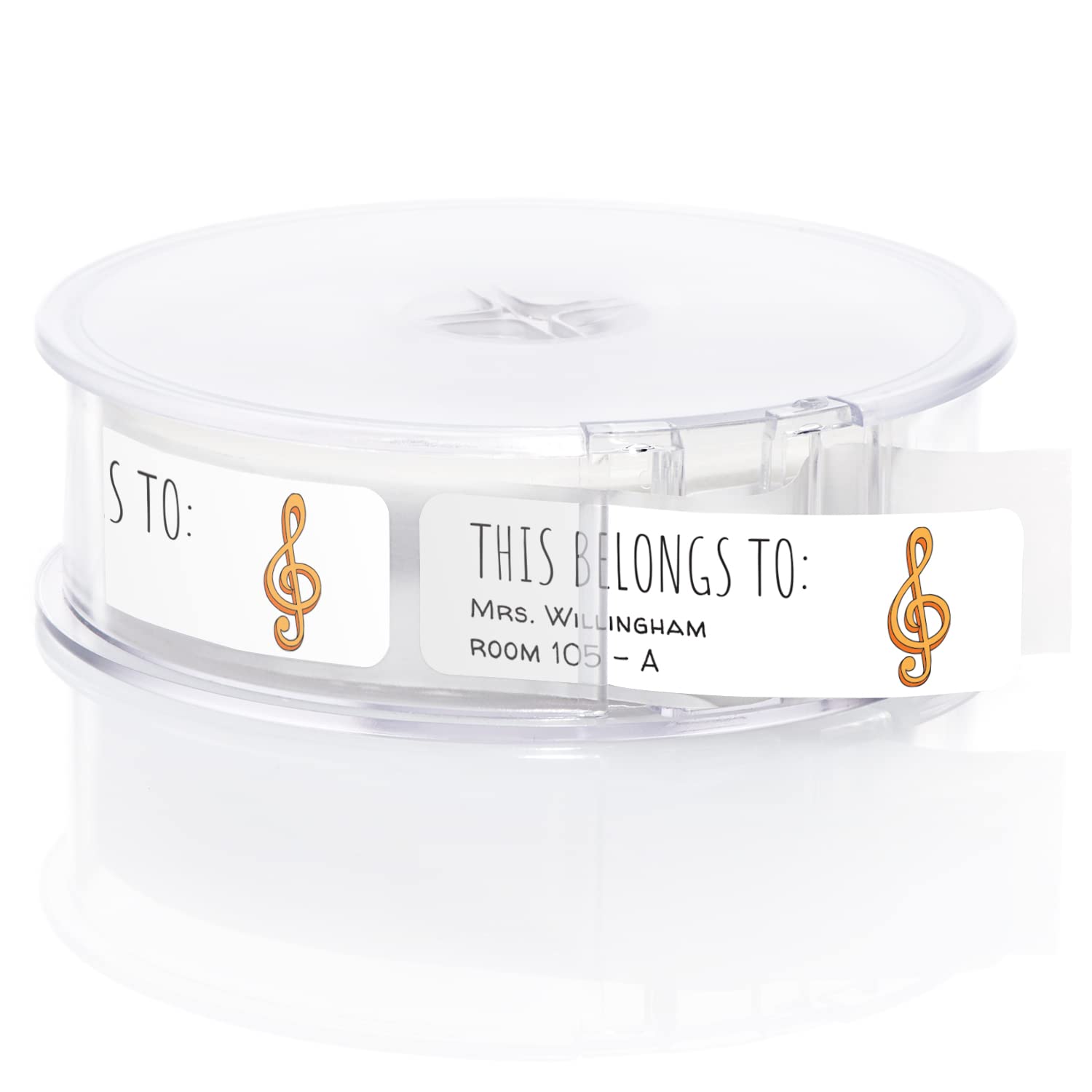 Music Teacher Rolled Classroom Labels/Roll of 250 Personalized School Supplies Labels/Designer This Belongs to Stickers in Elegant Plastic Dispenser