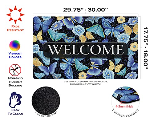 Toland Home Garden 800392 Blue Butterfly Welcome Spring Welcome Door Mat 18X30 Inch Summer Outdoor Doormat For Entryway Indoor Entrance #TOP1