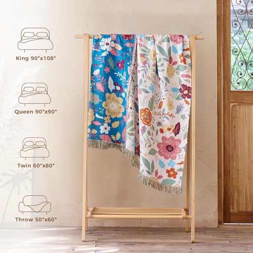 Image of LUTBM Boho Throw Blanket for Couch 50 inchx60 inch, Cotton Decorative Bed Throws