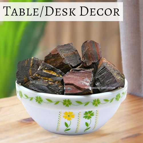 Image of Amazing Gemstone 2 Pieces Iron Tiger Eye Raw Crystals and Healing Stones, Natural Rocks for Tumbling and DIY Raw Stones and Crystals