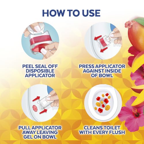Lysol Click Gel Toilet Bowl Cleaner, Gel Stamp, Mango, 6 Count