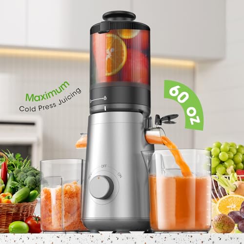 Juicer Machines, 5.8" Wide Feed Chute Cold Press Juicer for Whole Vegetables & Fruits, High Juice Yield, BPA Free (Slivery) - Image 5