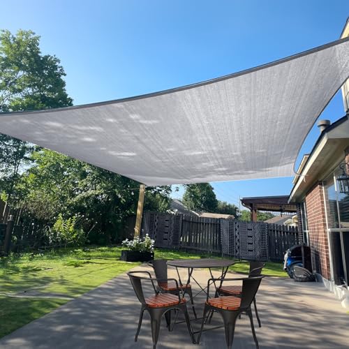 SUNLAX Sun Shade Sail,Custom Size 11'x15' Light Grey Rectangle Canopy Shades for Outdoor Patio Pergola Cover Sunshade Sails UV Blocking Canovas Covers
