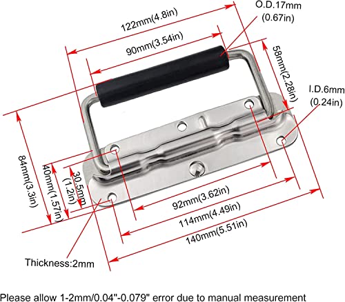 Image of 4Pcs Stainless Steel Folding Spring Handle for Toolbox Suitcases Equipment Cabinet Pull Drawer Knobs Hardware Accessories,Free Screws (4Pack, Size :140mm)