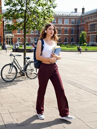 Image of 98 Degree North Women Flared Fleece Track Pants-GL1315-ALMOND