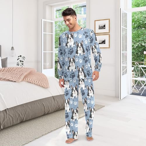 Fustylead Various of Background Matching Couple Pajama Set 2 Piece Flower Floral Print Lounge Long Sleeve PJs for Men & Women 6