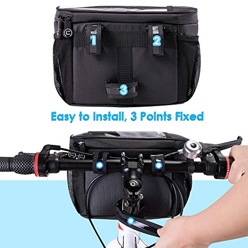 WOTOW Bike Handlebar Insulated Bag, Bike Front Phone Bag
