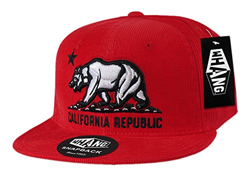 WHANG W76-RED Cali Republic Corduroy Snapback, Red