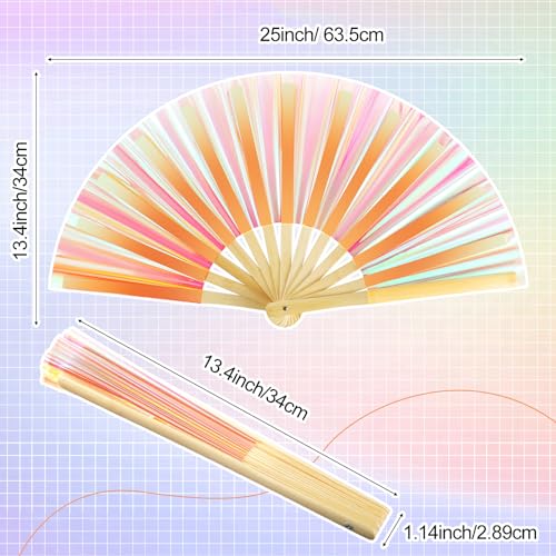 Image of Maitys Large Rave Fan Folding Handheld Fans 13'' Clap Fans for Line Dancing Clack Fan Holographic Festival Accessory for Martial Art Gift Performance, Includes 2 Pouch