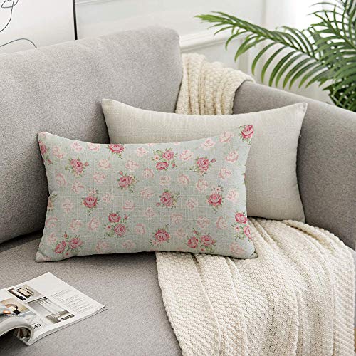 Hosnye TPC1220A133 Rose Throw Pillow Cover Elegance With Shabby Chic Rose Flowers In Vintage Style Linen Fabric thumb #4