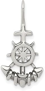 Colar de prata esterlina 925 âncora náutica navio roda marinheiros pingente de navio colar pingente de navio à beira-mar joias finas para mulheres presentes para ela, Prata esterlina