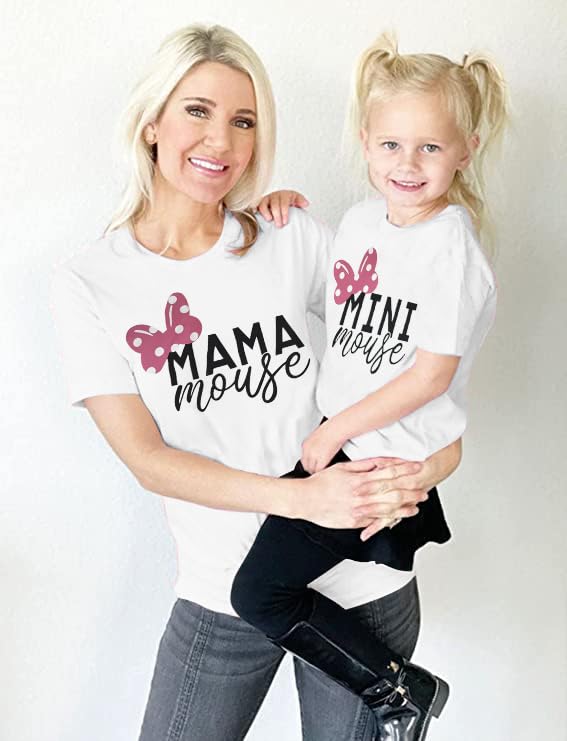 Image of Mommy and Me Matching Shirt Outfit Mama Mini Leopard Love Heart Tshirt Mom Daughter Family Matching Set Clothes