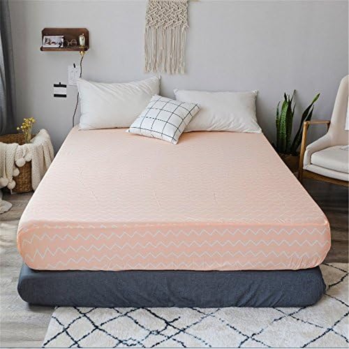PinkMemory Queen Fitted Sheet Pink Peach Cotton Fitted Bed Sheet with 20" Deep Pocket, Only One Queen Fitted Sheet for Teens Adult