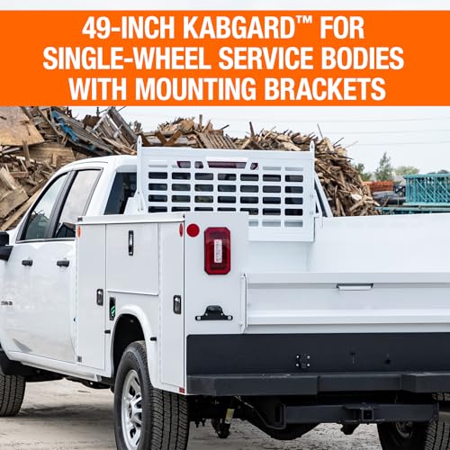 Image of Buyers Products 5404927 Kabgard Headache Rack W /Mounting Kit for Dual-Wheel Service Body Trucks, 49 Inch, White Gloss Finish, Service Body Headache Rack Kit