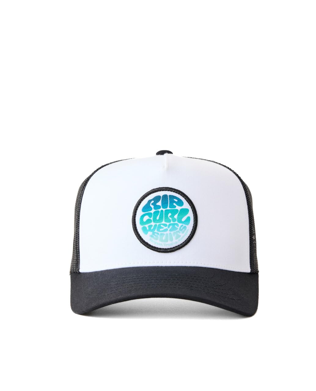 Rip Curl Curve Peak, Structured Trucker Hat, Mesh Snapback Baseball Cap for Men, Adjustable, Black/White Wetsuit Icon 254, One Size
