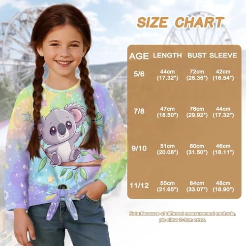 Casual Shirts for Girls Size 5-12 Tie Front Tops Crewneck Clothes Suit Spring Fall 7