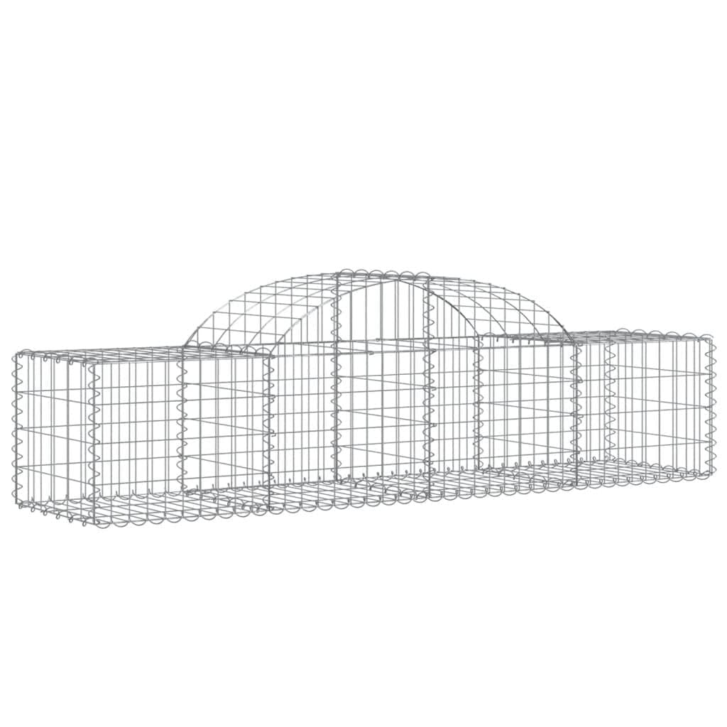 Gaviones con arco alto, 200 x 50 x 40/60 cm, hierro galvanizado, 20 unidades | Cestas de piedra resistentes para exteriores. La barrera decorativa y acústica de jardín para terraza y patio trasero.