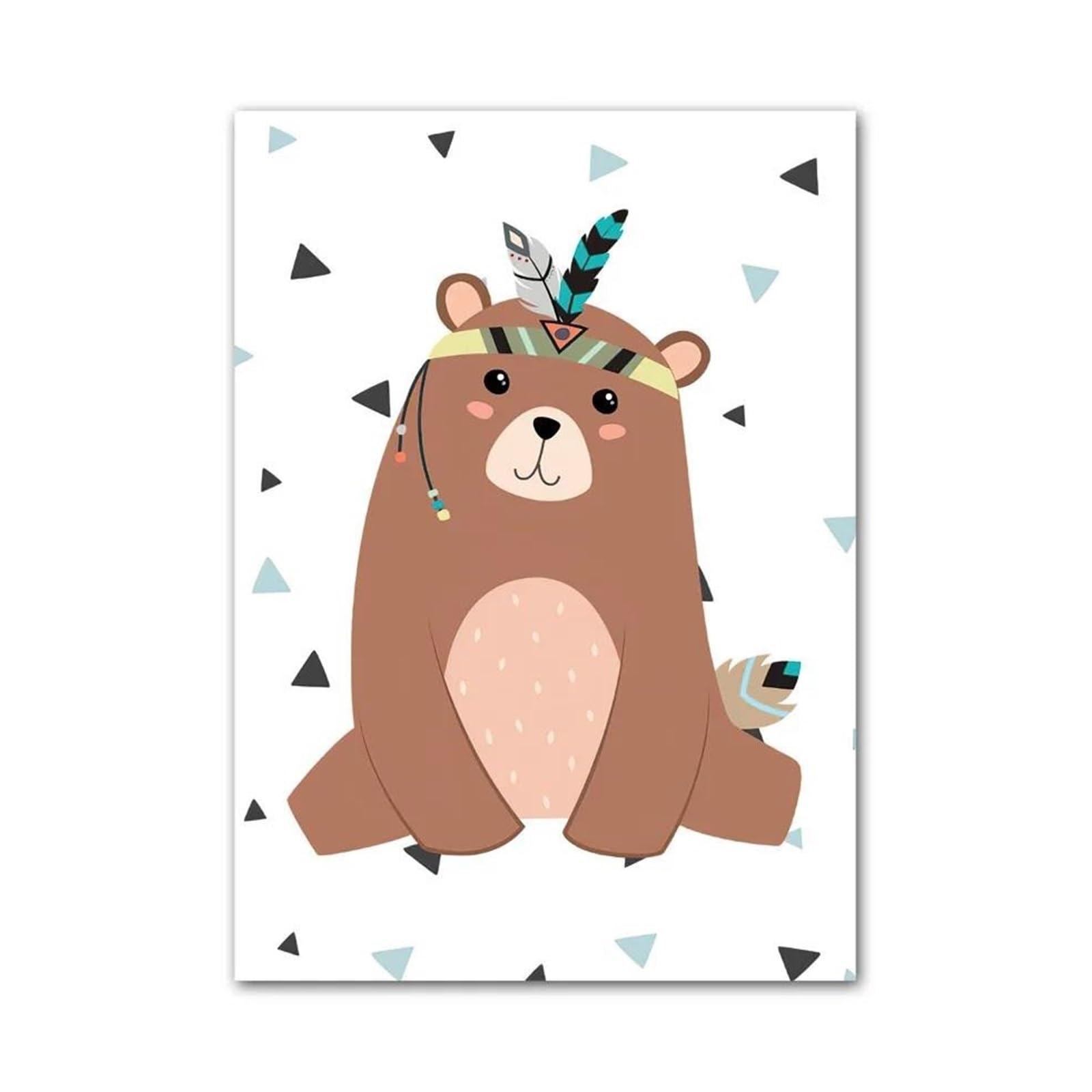 XENITE Wall Art Canvas Prints Kawaii Bear Deer Owl Fox Monkey Feather Nursery Animal Posters No Frame Wall Art Canvas Prints Pictures Kids Room Decor(C,20x30cm)