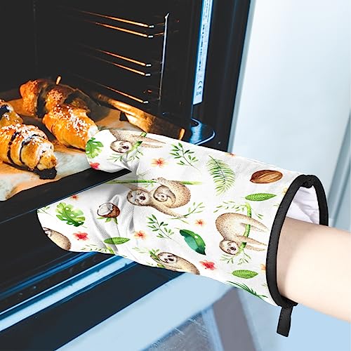 Cute Sloth Family Oven Mitts And Pot Holders Sets Animal Oven Mits Mittens Heat Resistant Potholders Oven Gloves Hot Pad For Baking Cooking Kitchen Grilling Bbq Gifts 2 Piece Set #TOP4