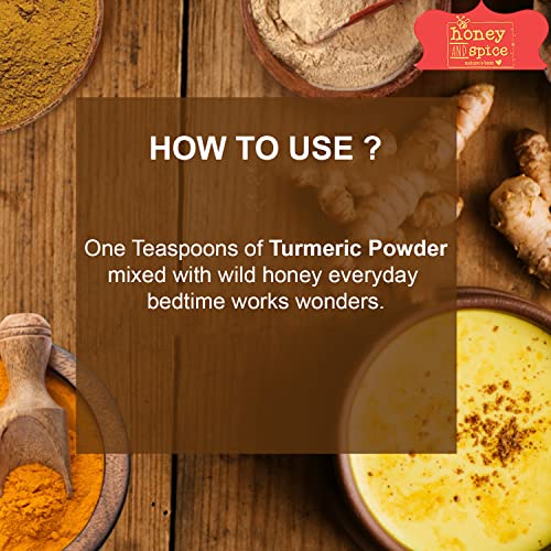 Image of Honey and Spice High Curcumin Turmeric (100g) | Glass Jar Packaging | Haldi Powder | Ideal for Eating, Drinking, Cooking | Natural and Fresh