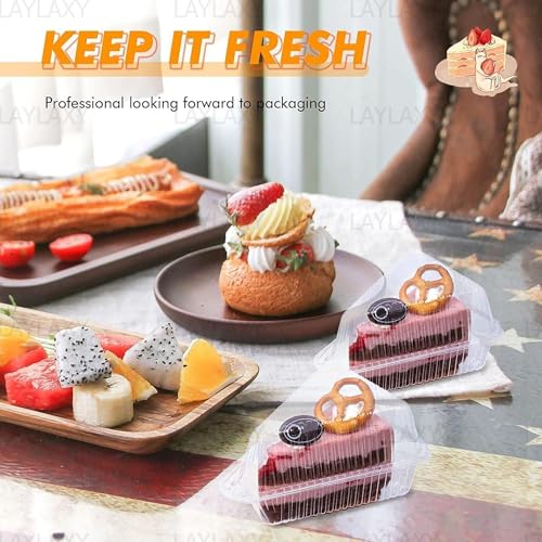 Laylaxy RV10/399 50 Pcs Cake Slice Containers With Lid, Clear Plastic Individual Carrier Transparent Disposable Triangle Boxes For Cheesecake thumb #6