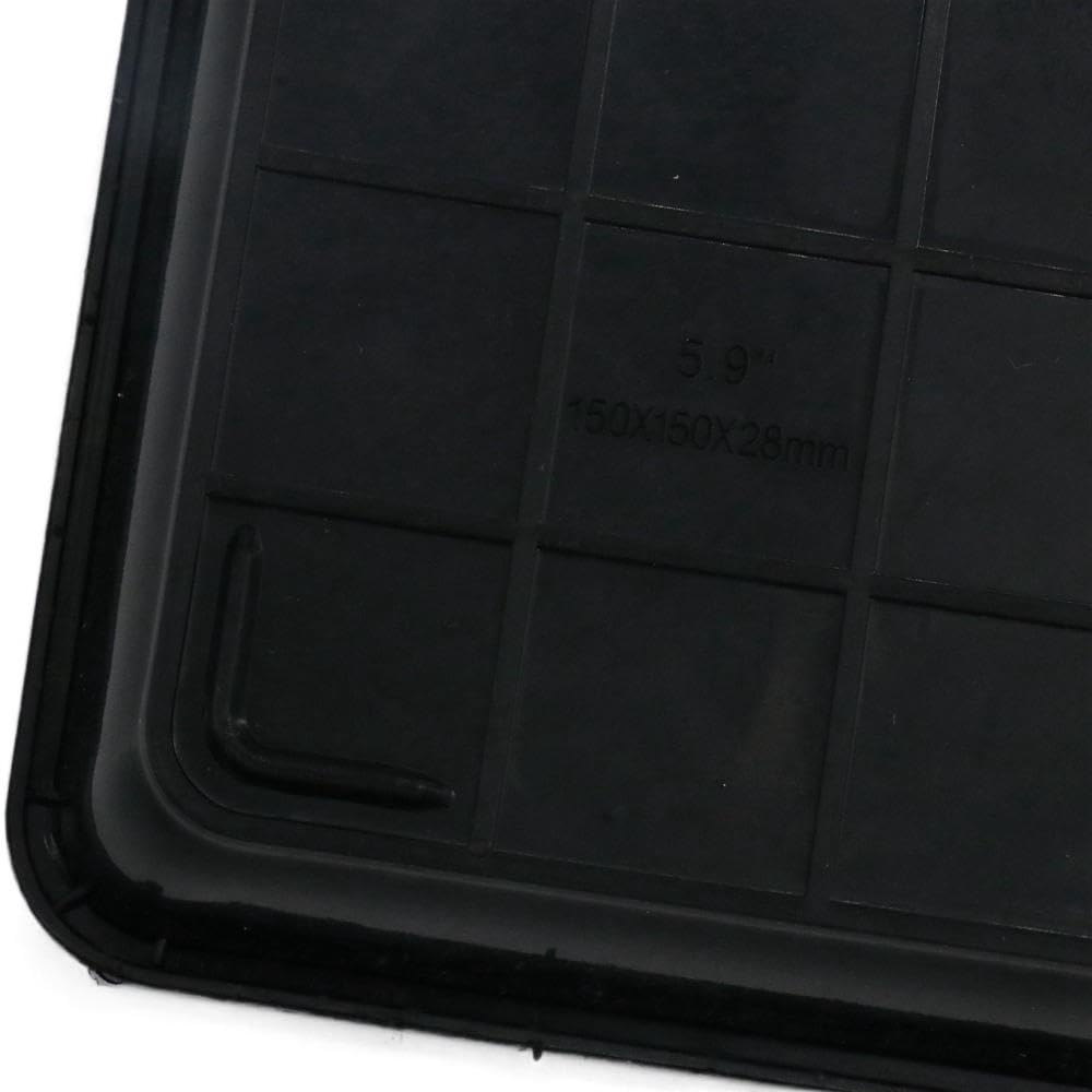 Plateaux en plastique pour pots de fleurs, bac d'égouttement pour jardin, intérieur et extérieur (18 x 18 cm, noir)