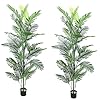 Faux plants indoor tall 7ft fake palm trees set of 2 artificial floor plant for living room large tropical plants with pot bedroom office home decor outdoor7ft pcs  urban country home decor