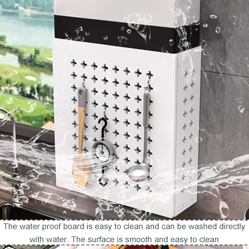 Kit Organizer per Pannello Forato da Cucina con 3 Ganci, Piastra di bloccaggio Decorativa per Nascondere condotte del Gas/condotte dello scaldabagno, Pannello espositivo per casa, Garage, uf